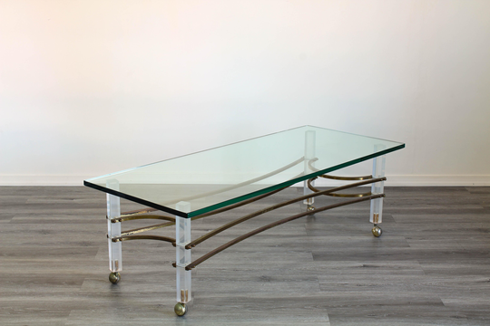 Vintage Lucite & Brass Coffee Table