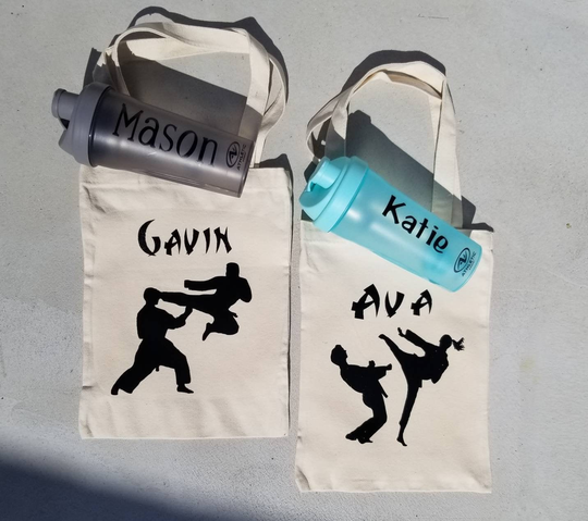 Karate Tote, Canvas Sports Martial Arts Sport Practice Bag, Kids Karate Children Personalized Tote