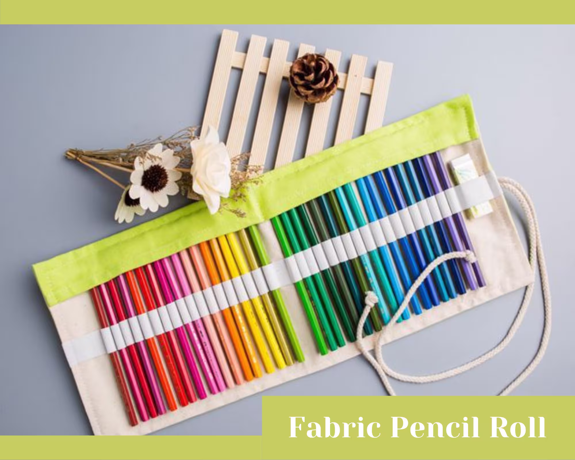 Fabric Canvas Roll-Up Pencil Case Colored Rolls 72 Holes Large Capacity With Elastic Holder Roll Up Organizer