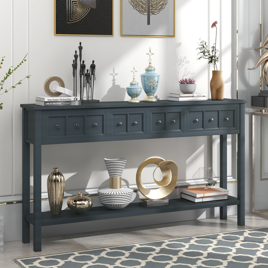Rustic Entryway Console Table, Sofa Table with 2 Drawers and Shelf