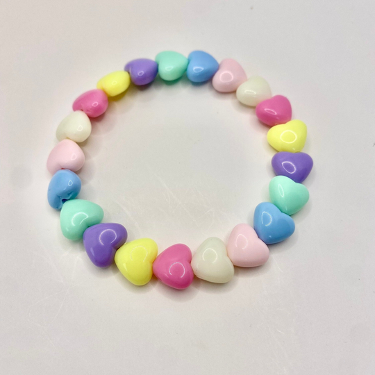 Kids Heart Bracelet | Childrens Toddler Pastel Hearts Party Favor Girls Jewlery Birthday Gift For Little