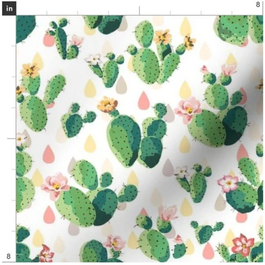 Arizona Cactus Fabric By The Yard | Prickly Pear Paddle Succulent Desert Boho