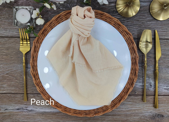 Peach Wedding Ceremony Ideas Table Decor Napkins Cotton