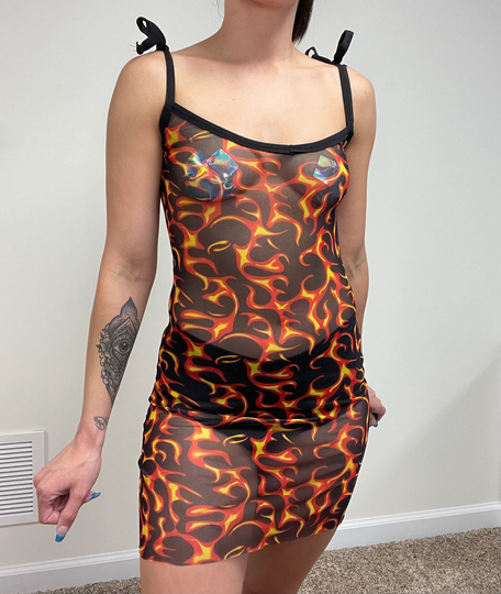 Pre-Order Twin Flame Mesh Tie-strap Dress