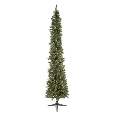 Home Heritage 9 Ft Pencil Pine Prelit Artificial Christmas Tree 500 Clear Lights