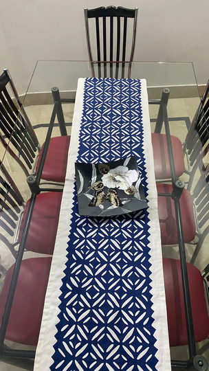 Handmade Cotton Applique Table Runner Cut Work 6 Feetx17" Hand Stitched Traditional Patchwork Cover, Home, Reception, Dining Decor