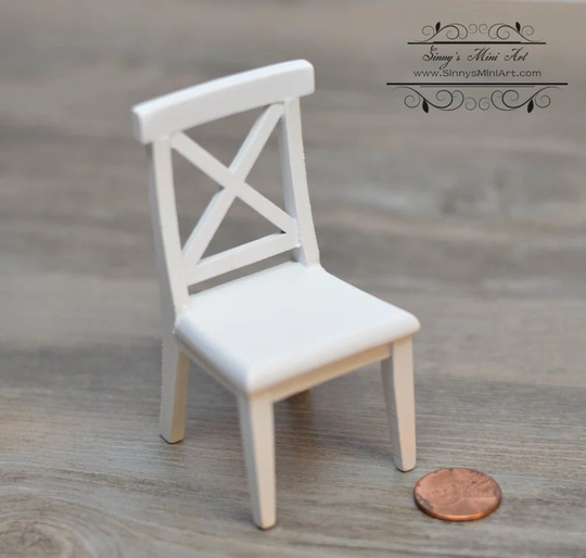 112 Dollhouse Miniature Cross Buck Chair | White/Furniture Az Cl10010