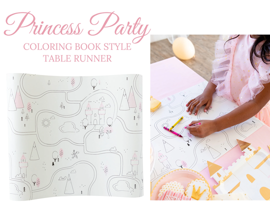 Coloring Table Runner Princess Fairytale Tablecloth Party Decoration Birthday Wedding Engagement Girly Kids Toddler Activity