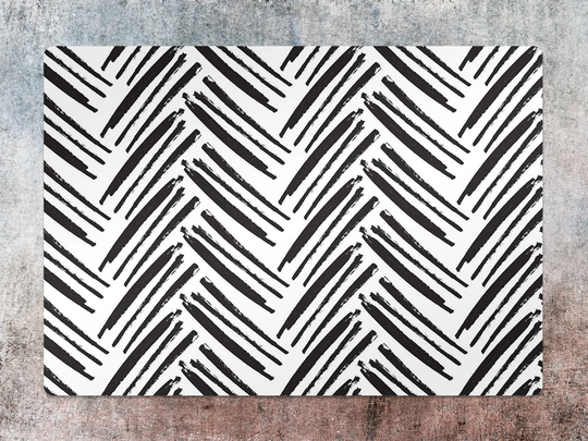 Brush Herringbone Chair Mat, Black Splat White Vinyl Floor Abstract Protective Office Room Rug, Comfort Mat