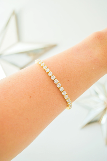 Tennis Bracelet, Gold Bracelet, Gemstone Bracelet, Cz Bracelet, Minimalist Plated Bracelet, Colorless Cz