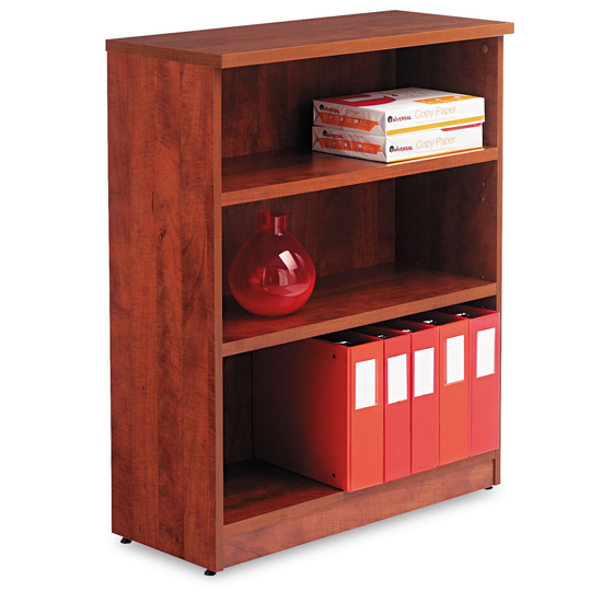 Alera Valencia Series Bookcase, Three-Shelf, 31 3/4 x 14 x 39 3/8, Med Cherry - 31 3/4" x 14" x 39 3/8"