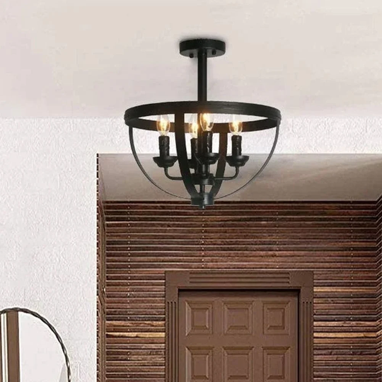 Vintage 4 - Light 15.7'' Caged Bowl Semi Flush Mount - 15.7*15.7*16.5H inch