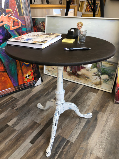 Early Antique Tilt Top Table, Circa 1900, Refinished & Refurbished For A Rustic Look