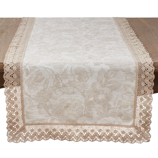 Lace Trim Jacquard Table Runner