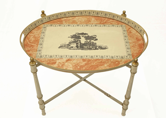 Tole Tray Table With Folding Stand - C. 1960's, Italy