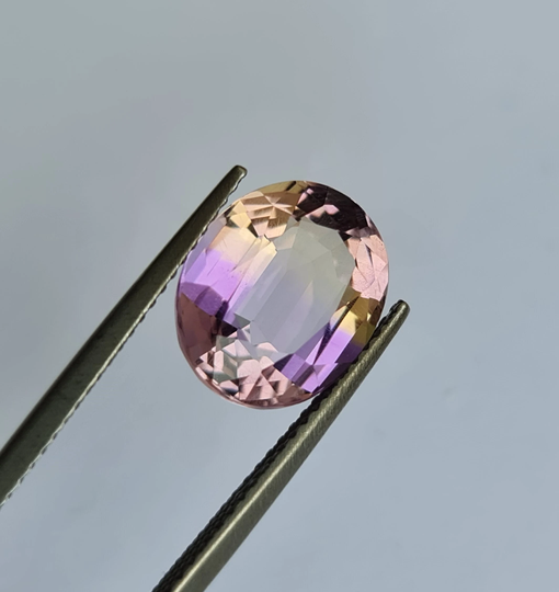 Tri Color Ametrine. Natural Ametrine 4.37Ct. Rare Color Pink-Yellow - Purple. Oval Cut Cd242