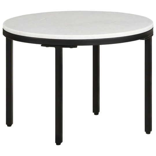 Coffee Table Sofa Table White and Black Real Solid Marble