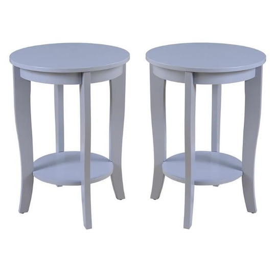 Round End Table in Gray Wood Finish - Set of 2 - 54 x 84