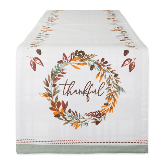 14" x 108" Embroidered Thankful Fall Harvest Reversible Table Runner