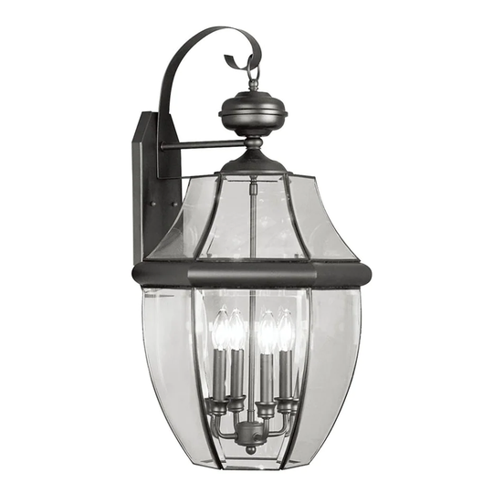 Giuseppe Lighting Four Light Outdoor Wall Lantern Monterey Black - Exact Size