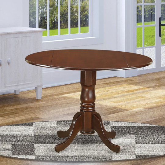 East West Furniture Round Table with Two 9-inch Drop Leaves (Finish Options available)