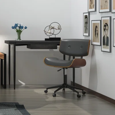 Modern Faux Leather Office Chair In Black