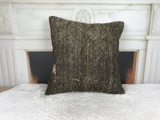 16x16 Kilim Pillow, Black Sofa Comfort Couch Pillow Cover, Throw Pillows, Decorative Wool 4625