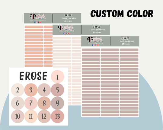 Custom Color Super Thin Washi Tape, Minimalist Collection, Erose Scheme, Functional Stickers, Plush Planning