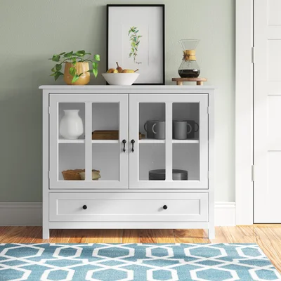 Boaz 41" Wide 1 Drawer Sideboard Buffet Server With 2 Glass Doors