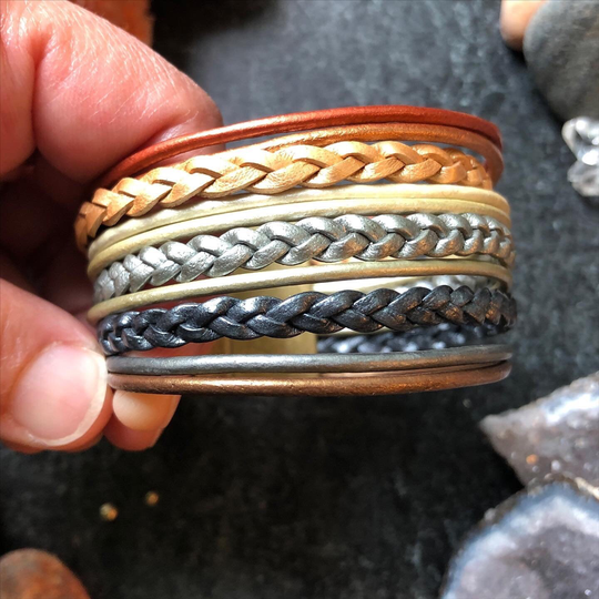 Leather Cuff Bracelet - Neutral Metallics Ombre