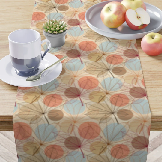 Fall Table Runner in Abstract Leaf Pattern Bouquet Thanksgiving Decor For Entertaining, Housewarming & Tabletop 16"x 90" In