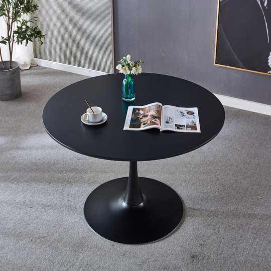 42.1"Black Tulip Table End Table Leisure Coffee Table Round Mdf Table Top,Pedestal Dining Table,size: 42.13In*42.12In*28.74In