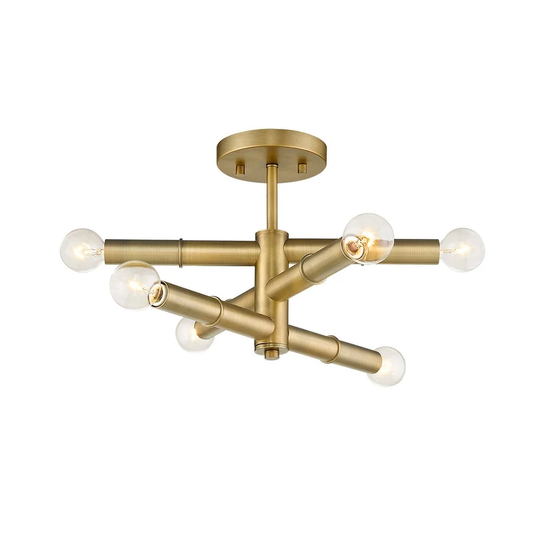 Aged Brass Modern 6-light Semi-flush Sputnik Ceiling Light