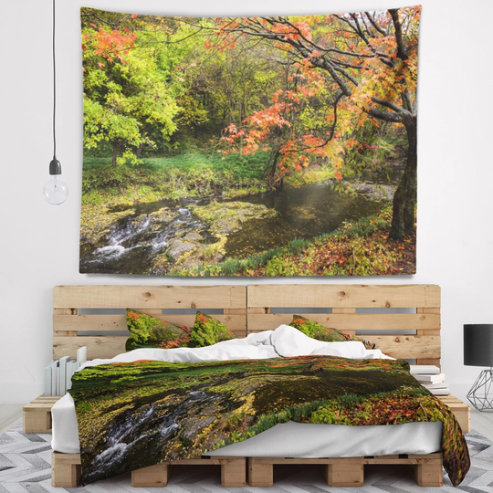 Designart 'Fall Trees in Bright Colors' Landscape Wall Tapestry