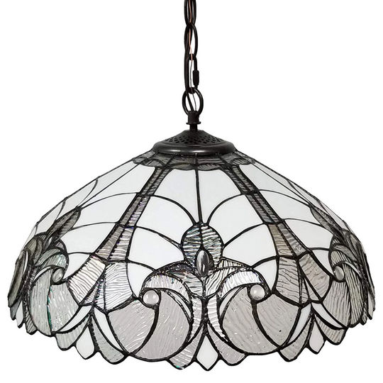 Tiffany Style White 18-inch Floral Hanging Lamp Amora Lighting