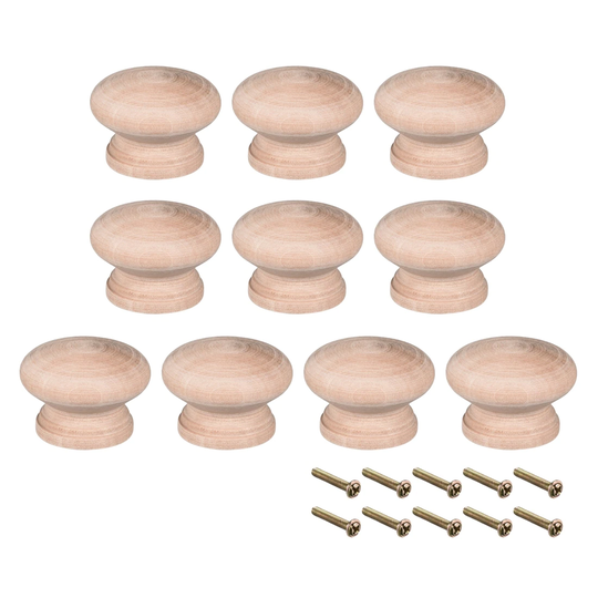 Round Pull Knob Handle 45mm Dia Traditional Cabinet Furniture Drawer 10pcs - Wood Color