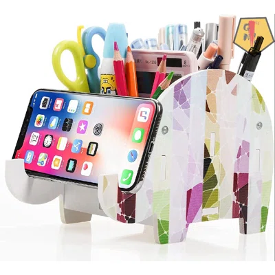 Desk Supplies Organizer, Creative Elephant Pencil Holder Multifunctional Office Accessories Desk Decoration With Cell Phone Stand Tablet Desk Bracket