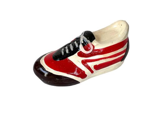 Vintage Tennis Shoe Pencil Sharpener~ Sneaker Head Office Decor ~ Kitsch Trainer Kicks Brown, Red & White ~Gift For Shoe Lover