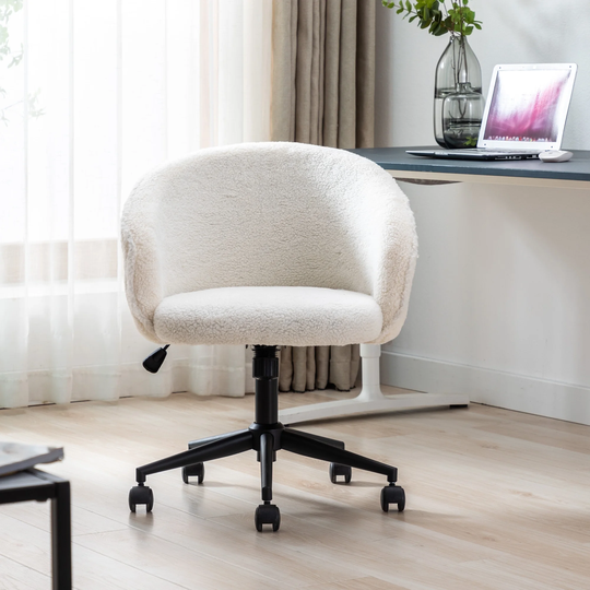 Desk Chair Faux Fur Task Chair, Accent Armchair Swivel Makeup Stool