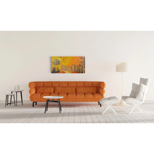 Pristine Trail Autumn Trees and Autumn Leaves Canvas Artwork - Multi-Color