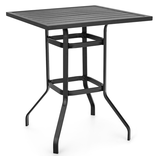 Costway 32'' Patio Square Bar Table Metal Cafe Bistro Table Garden - 32'' x 32'' x 37''