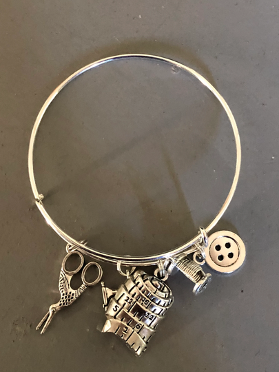 Bracelet Sewing Motif Slide Bangle Charm Stainless Steel Wire From Dames Of The Needle