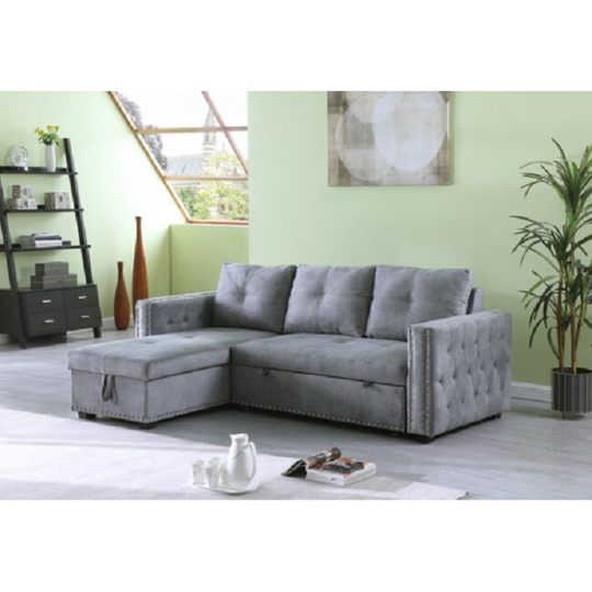 Reversible Sleeper Sectional Storage Sofa Bed,Corner Sofa-Bed With Storage,3 Seat Both Left Handed And Right Handed,Nailheaded