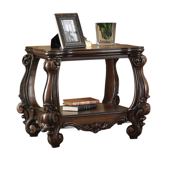 Square Wood End Table with 1 Open Compartment