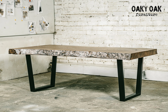 Oak Dining Table/Office Metal Legs Table Base Wood Furniture Industrial Rustic Decor