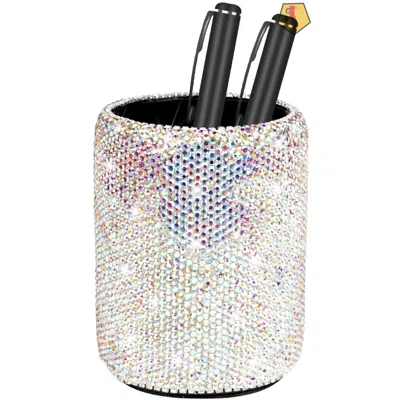 Crystal Pencil Pen Pot Holder Box Bling Rhinestone Pen Organizer Holder Cosmetic Pen Container Comb Brushes
