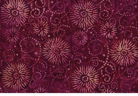 Wilmington Batiks - Prismatic Color Splash Flower Burst Purple/Red- Fabric 22188-330 Bthy+