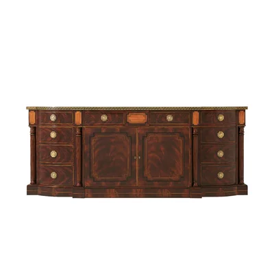 English Cabinet Maker 89.5" Wide 10 Drawer Mahogany Wood Sideboard