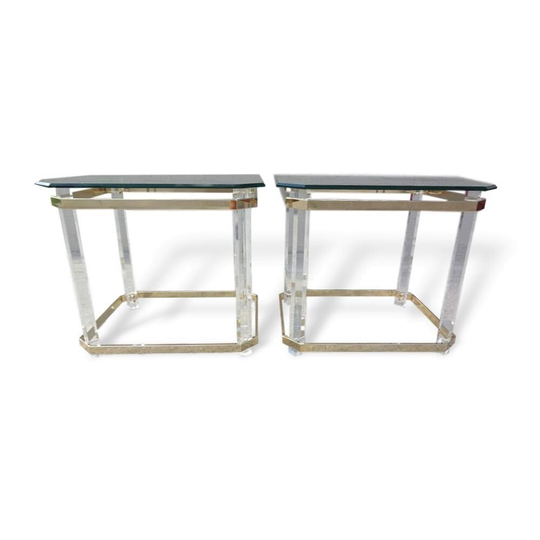 Lucite & Brass End Tables Attributed To Charles Hollis Jones, A Pair