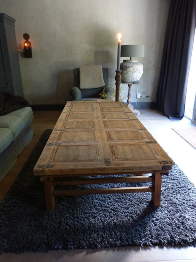 Solid Oak Coffee Table, Wooden Leg Rustic Natural Center End Custom Size Design Table